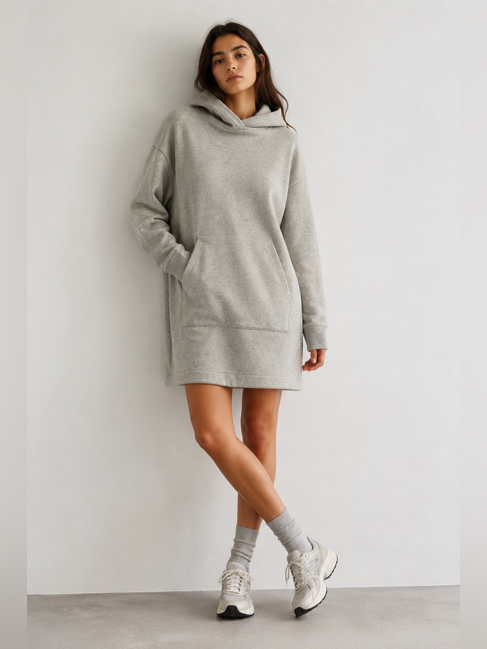 COS Oversized Hoodie Sweatshirt Dress Tunic Grey Size M/L